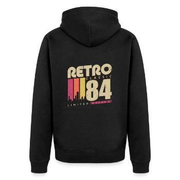 Rétro Classique 1984 Vintage Cadeau d’anniversaire - Veste à capuche bio Premium Unisexe - noir - Dos - Nico (187cm)