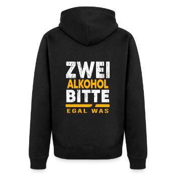 Bier Biergarten Trinkspruch Bierbauch - Unisex Premium Bio Zip Hoodie - Schwarz - Hinten - Nico (187cm)