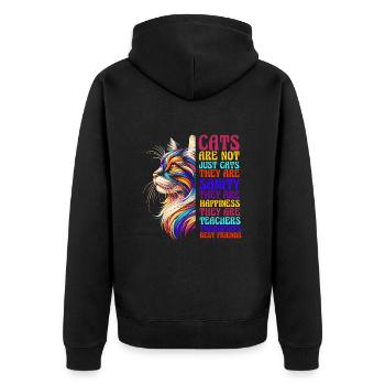 Les chats sont amis chat maman chat ami chaton - Veste à capuche bio Premium Unisexe - noir - Dos - Nico (187cm)