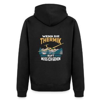 Segelflug - Unisex Premium Bio Zip Hoodie - Schwarz - Hinten - Nico (187cm)