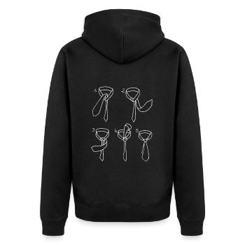 Wie man einen Krawattenknoten macht - Unisex Premium Bio Zip Hoodie - Schwarz - Hinten - Nico (187cm)