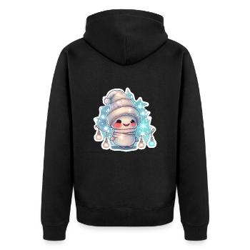 Cuddly snowman with fairy lights - Unisex Premium Organic Zip Hoodie - black - Back - Nico (187cm)