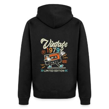 1979 Anniversaire retro music Chemise De 1979 - Veste à capuche bio Premium Unisexe - noir - Dos - Nico (187cm)