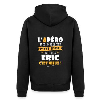 Eric Apero T shirt Humour personnalisé eric - Veste à capuche bio Premium Unisexe - noir - Dos - Nico (187cm)