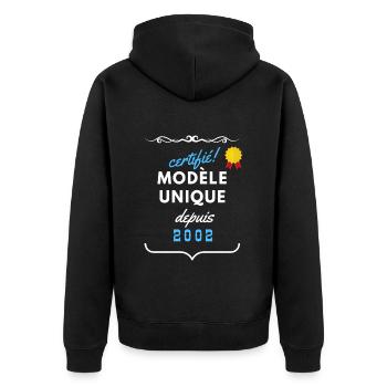 certifié modèle unique depuis 2002 - Veste à capuche bio Premium Unisexe - noir - Dos - Nico (187cm)