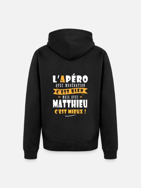 Matthieu Cadeau Humour cadeau Matthieu - Veste à capuche bio Premium Unisexe - noir
