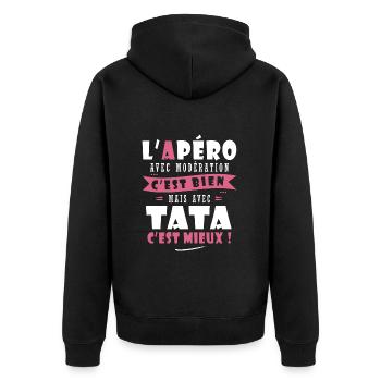 Tata Cadeau tati Humour cadeau tante - Veste à capuche bio Premium Unisexe - noir - Dos - Nico (187cm)