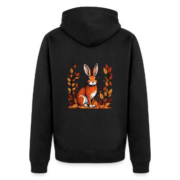 Herbst-Kaninchen - Unisex Premium Bio Zip Hoodie - Schwarz - Hinten - Nico (187cm)