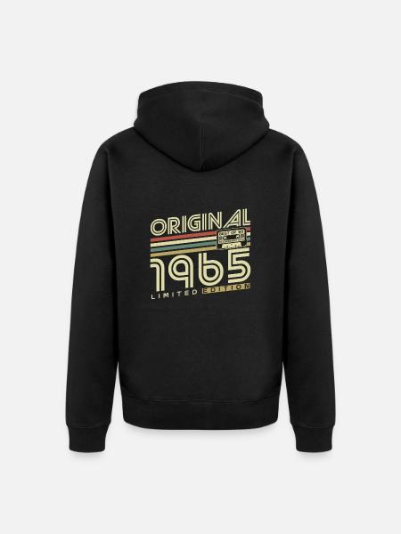 1965 geboren Jahrgang Geburtstag Retro Geschenk - Premium økologisk unisex-hættejakke - sort