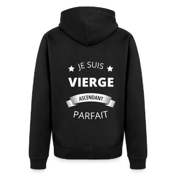 Vierge ascendant parfait humour astrologie homme - Veste à capuche bio Premium Unisexe - noir - Dos - Nico (187cm)