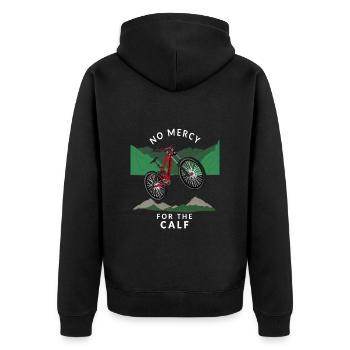 Mountain Bike Bike, No mercy for the calf - Unisex Premium Organic Zip Hoodie - black - Back - Nico (187cm)