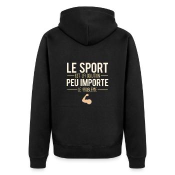 Le sport est la solution blague sportif humour - Veste à capuche bio Premium Unisexe - noir - Dos - Nico (187cm)