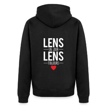 Lens un jour lens toujours cadeau lensois - Veste à capuche bio Premium Unisexe - noir - Dos - Nico (187cm)