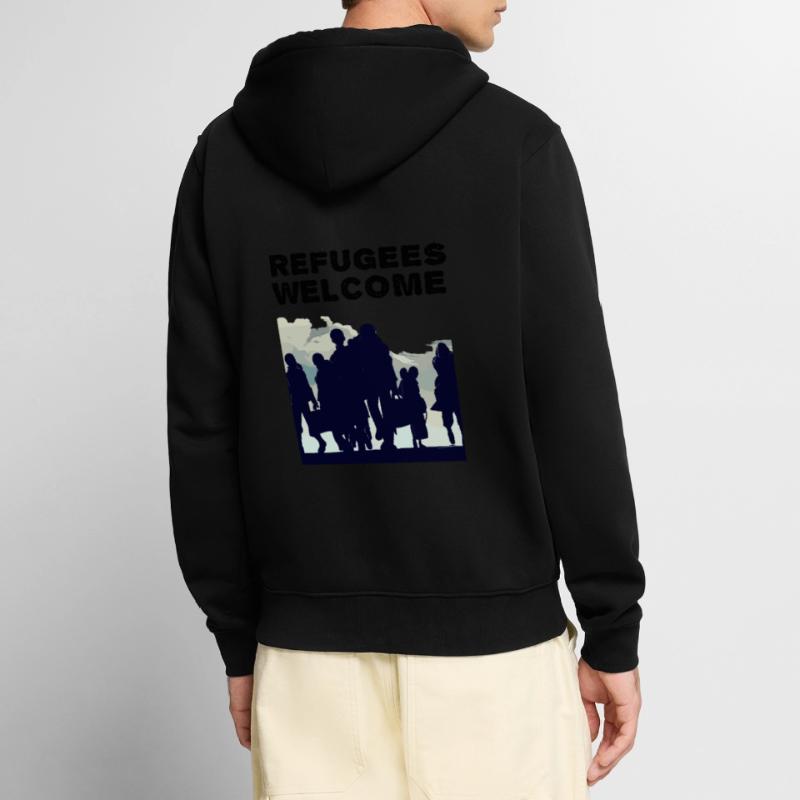 Willkommen Flüchtlinge Unisex Premium Bio Zip Hoodie