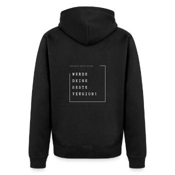 Werde deine Beste Version! - Unisex Premium Bio Zip Hoodie - Schwarz - Hinten - Nico (187cm)