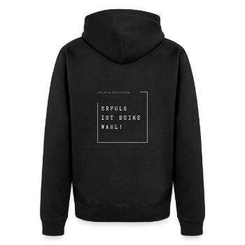 Tägliche Motivation, Erfolg ist deine Wahl! - Unisex Premium Bio Zip Hoodie - Schwarz - Hinten - Nico (187cm)