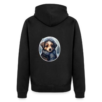 Winter miracle with the Schalhund - Unisex Premium Organic Zip Hoodie - black - Back - Nico (187cm)