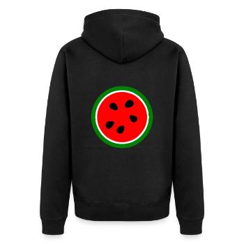 Wassermelone - Unisex Premium Bio Zip Hoodie - Schwarz - Hinten - Nico (187cm)