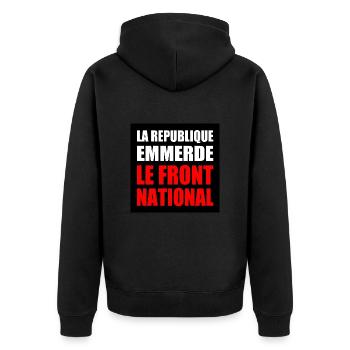 la republique emmerde le front national - Veste à capuche bio Premium Unisexe - noir - Dos - Nico (187cm)