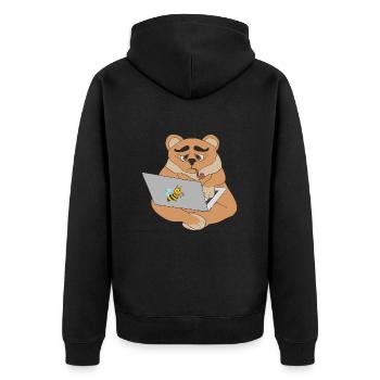 Ours avec ordinateur portable - Veste à capuche bio Premium Unisexe - noir - Dos - Nico (187cm)