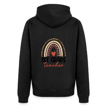 Thankful Teacher Love Fall Y'all Thanksgiving Girl - Unisex Premium Bio Zip Hoodie - Schwarz - Hinten - Nico (187cm)