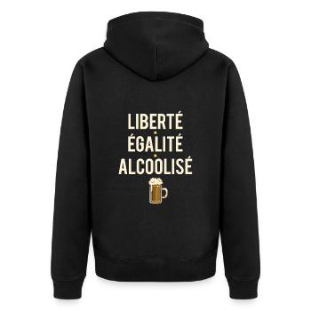Liberté égalité alcoolisé blague amateur apéro - Veste à capuche bio Premium Unisexe - noir - Dos - Nico (187cm)