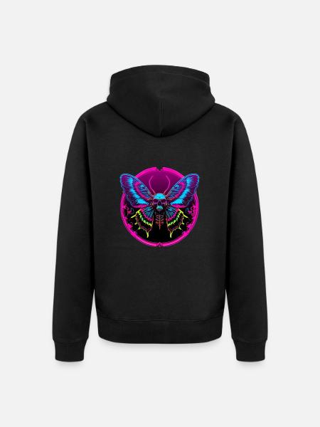 Skull Moth - Unisex Premium Organic Zip Hoodie - black