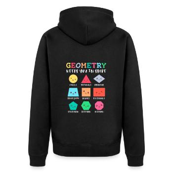 Geometrie hält Sie in Form, geometrische Formen - Unisex Premium Bio Zip Hoodie - Schwarz - Hinten - Nico (187cm)