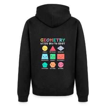 Geometrie hält Sie in Form, geometrische Formen - Unisex Premium Bio Zip Hoodie - Schwarz - Hinten - Nico (187cm)