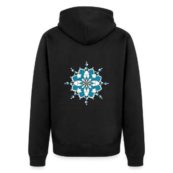 Fantasiemuster - Unisex Premium Bio Zip Hoodie - Schwarz - Hinten - Nico (187cm)
