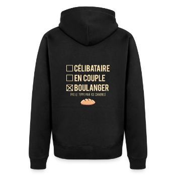Célibataire En Couple Blague Boulanger Humour - Veste à capuche bio Premium Unisexe - noir - Dos - Nico (187cm)