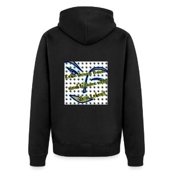 Lebe deinen Traum und träume nicht dein Leben!! - Unisex Premium Bio Zip Hoodie - Schwarz - Hinten - Nico (187cm)