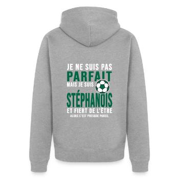 Saint étienne club football Club verts Stéphanois - Veste à capuche bio Premium Unisexe - gris chiné - Dos - Nico (187cm)