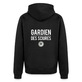 Gardien des sciures cadeau ébéniste humour - Veste à capuche bio Premium Unisexe - noir - Dos - Nico (187cm)