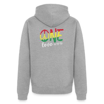 Ein Liebest-shirt Rasta Reggae Männer Frauen Kinder Geschenk - Unisex Premium Bio Zip Hoodie - Grau meliert - Hinten - Nico (187cm)