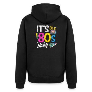 Ich liebe die 80er Jahre Shirt 80er Jahre Kleidung für Frauen und Männer - Unisex Premium Bio Zip Hoodie - Schwarz - Hinten - Nico (187cm)