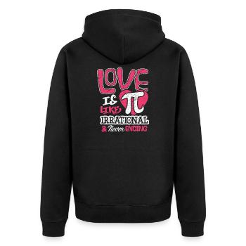 Journée de pi 2019 t-shirt L'amour est comme le pi ne finissant jamais - Veste à capuche bio Premium Unisexe - noir - Dos - Nico (187cm)