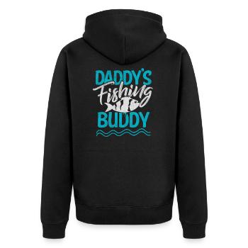 Fishing Dad T-Shirt Daddy's Fishing Buddy Gift - Unisex Premium Organic Zip Hoodie - black - Back - Nico (187cm)