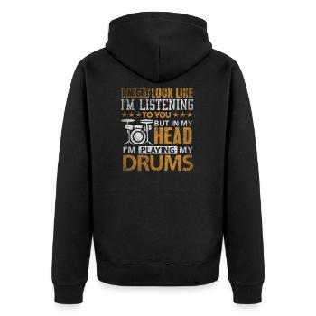 Dans ma tête je joue ma batterie cadeau t-shirt - Veste à capuche bio Premium Unisexe - noir - Dos - Nico (187cm)
