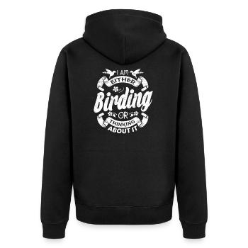 Birding Bird Nerd Bird Watching Geschenk Shirt - Unisex Premium Bio Zip Hoodie - Schwarz - Hinten - Nico (187cm)