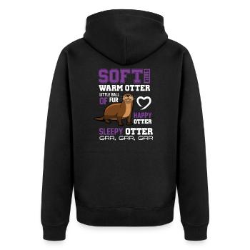 Soft Otter Warm Otter Happy Otter Lustiges T-Shirt - Unisex Premium Bio Zip Hoodie - Schwarz - Hinten - Nico (187cm)