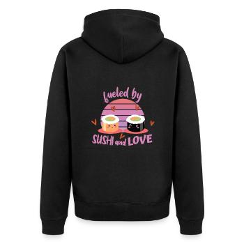 Sushi - Unisex Premium Bio Zip Hoodie - Schwarz - Hinten - Nico (187cm)