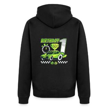 1. Geburtstag Rennwagen 1 Jahr alt Rennfahrer - Unisex Premium Bio Zip Hoodie - Schwarz - Hinten - Nico (187cm)