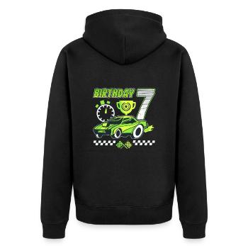 7. Geburtstag Rennwagen 7 Jahre alt Rennfahrer - Unisex Premium Bio Zip Hoodie - Schwarz - Hinten - Nico (187cm)