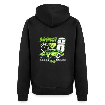8. Geburtstag Rennwagen 8 Jahre alt Rennfahrer - Unisex Premium Bio Zip Hoodie - Schwarz - Hinten - Nico (187cm)