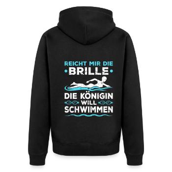 Schwimm Bademeisterin Königin Schwimmen - Unisex Premium Bio Zip Hoodie - Schwarz - Hinten - Nico (187cm)