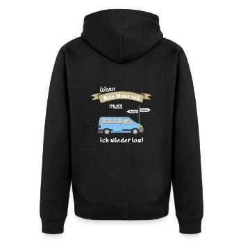 womo ruft campingbus - Unisex Premium Bio Zip Hoodie - Schwarz - Hinten - Nico (187cm)