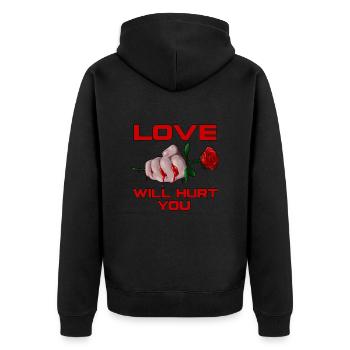 Love Will Hurt You - Unisex Premium Organic Zip Hoodie - black - Back - Nico (187cm)
