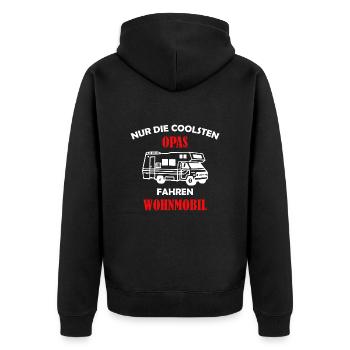 Nur die coolsten Opas fahren Wohnmobil - Unisex Premium Bio Zip Hoodie - Schwarz - Hinten - Nico (187cm)
