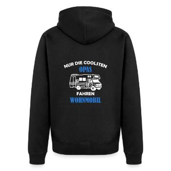 Nur die coolsten Opas fahren Wohnmobil - Unisex Premium Bio Zip Hoodie - Schwarz - Hinten - Nico (187cm)